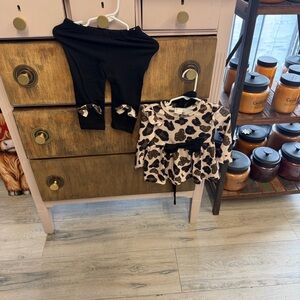 Leopard Print Kids Matching Set - Black and White